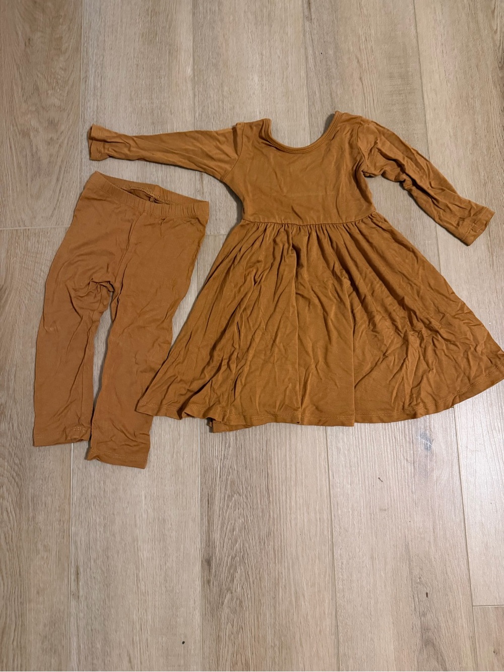Kyte Baby Long Sleeve Twirl Dress and Leggings Set - Rust